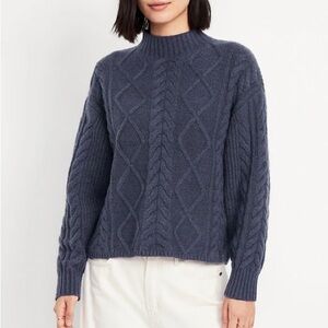 Women’s Old Navy Cropped Cable Knit Mock Neck Sweater - Blue